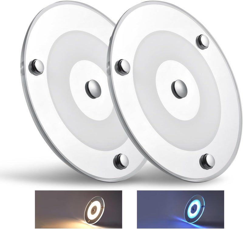 Obeaming 2 Pack 12V LED Ceiling Dome Light 400LM, 4.75" Dimmable Interior Light for RV Boat Camper Van Travel Trailer Truck Sailboat Interior Lighting,Surface Mount & Touch Switch (Warm White) - Image 1